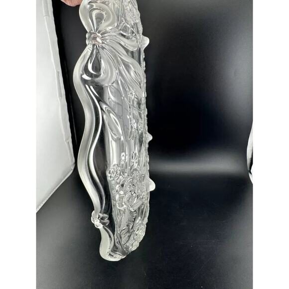 Clear Pressed Glass Floral Footed Serving Plate - Picture 7 of 8